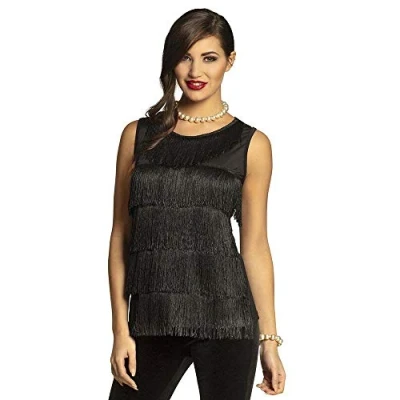 Abbildung von Boland Kostüm Flapper Top schwarz, Ärmelloses Oberteil im Stile eines Fransenkleids