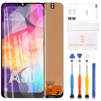 Abbildung von Ersatz LCD Bildschirm für Samsung Galaxy A50, A505, SM A505F, A505FD, A505A, A505U, Display, Touch Sensor, Digitizer, Montage Glaslinse, Reparaturteil Set, kein Fingerabdrucksensor