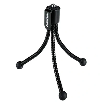 Abbildung von Hama Handliches Mini Stativ mit flexiblen Beinen und Befestigungsclip, Flexi M, Schwarz
