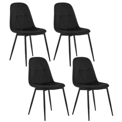 Abbildung von Lestarain 4er Set Esszimmerstühle mit Rückenlehne, Küchenstuhl Samtbezug Polsterstuhl aus Metall, ergonomischer Stuhl für Esstisch, Esszimmer Küche Wohnzimmer, Schwarz LCNI109004 4