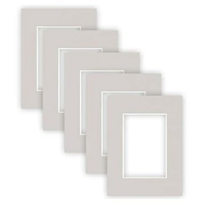 Abbildung von nielsen Conservation Passepartout Karton 2,2 mm 5er Set Außenformat 18x24 cm für Bildformat 10x15 Kieselgrau (hellgrau) strukturierte Oberfläche