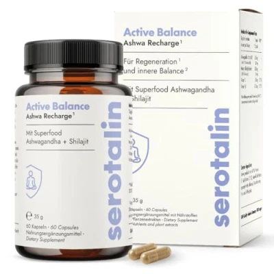 Abbildung von serotalin® ASHWA SHIELD ASHWAGANDHA KAPSELN I Indischer Ginseng +Shilajit +Vitamin B6 C 100% vegan &amp; made in Germany für 2 Monate
