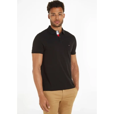 Abbildung von Tommy Hilfiger FLAG Under Placket REG Poloshirt, Herren, Größe: Large, Black