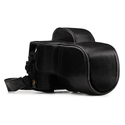 Abbildung von MegaGear Ever Ready Echtleder Kamera Case mit Trageriemen und Batteriezugang Fujifilm X E3 (23mm &amp; 18 55mm) schwarz MG1339