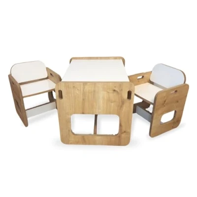 Abbildung von Malino Kindersitzgruppe aus Holz Set 1 Tisch und 2 Stühle Robuster Spieltisch für Kinder Kindertisch perfekt Kinderzimmer Kindermöbel Jungen &amp; Mädchen ab Jahren