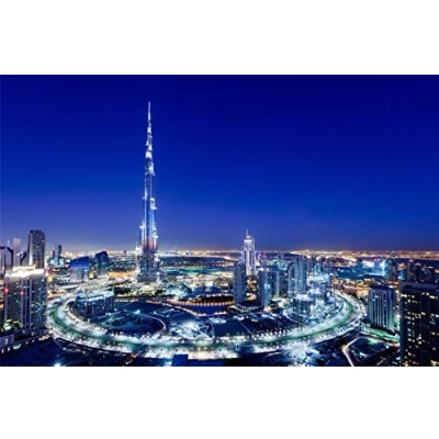 Abbildung von HNIMLL Diamond Painting Kits for Adults Dubai Burj Khalifa Lights Night 5D Full Drill Cross Stitch Home, Office Decor 30x40cm