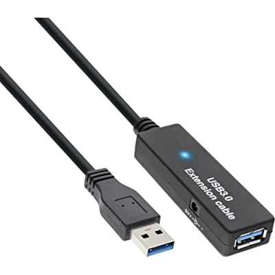 Abbildung von InLine 35655 USB 3.0 Aktiv Verlängerung, Stecker A an Buchse A, schwarz, 10m