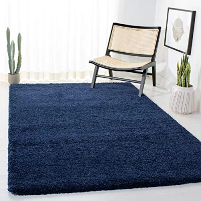 Abbildung von SAFAVIEH Zottelig Teppich für Wohnzimmer, Esszimmer, Schlafzimmer Milan Shag Collection, Hoher Flor, Marine, 91 X 152 cm