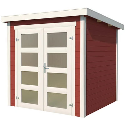 Abbildung von LASITA MAJA Gartenhaus &quot;Zambezi 2&quot;, Blochbohlenhaus 28mm, Fundamentmass 2000x2500, Schwedenrot