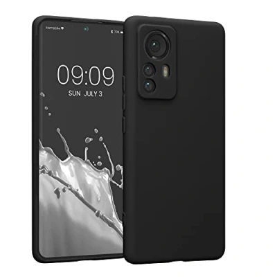 Abbildung von kwmobile Handyhülle kompatibel mit Xiaomi 12 Pro Hülle Handy Case aus weichem Silikon in Schwarz matt