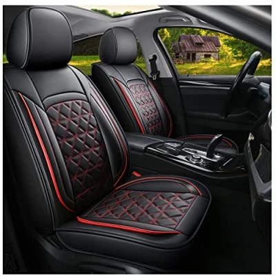 Abbildung von JDWBT Luxus Sitzbezug Auto Vordersitze,Schwarz Rot autositzbezüge Vordersitze Leder Universelle,schonbezug Autositz Vorne,Autositzschoner (2er Set)
