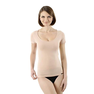 Abbildung von Albert Kreuz Unterhemd Tiefer Rundausschnitt Atmungsaktiv Kurzarm Unterhemd/shirt, Damen, Größe: XL, Beige