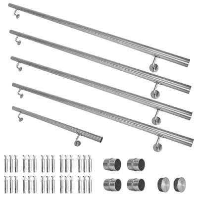 Abbildung von V2Aox Handlauf Treppengeländer aus Edelstahl, Durchmesser: 4,2 cm, Rostfrei &amp; Wetterfest, Inklusive Montagematerial, Halter, Länge: 800 cm