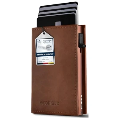 Abbildung von SF SCOFIELD Duality Magflip Premium Slim Wallet mit Münzfach Kartenetui für 9 10 Karten Geldbeutel Herren Portemonnaie RFID Schutz Kreditkartenetui Smart