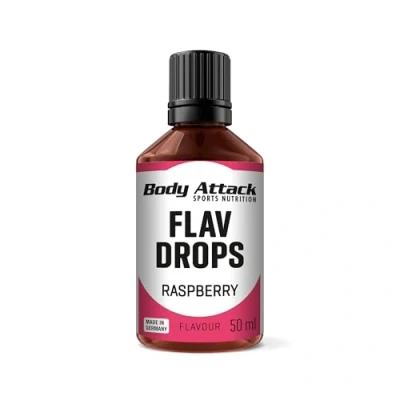 Abbildung von Body Attack Flavdrops Raspberry zuckerfreie Aromatropfen Vegan ohne Aspartam Himbeere 50 ml