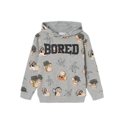 Abbildung von Name it Nkmadonis Kapuzenpullover für Kinder, Größe: 134/140, Grey melange