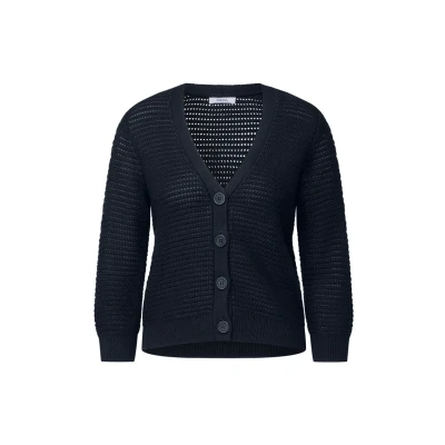 Abbildung von CECIL Damen B253950 Cardigan mit Häkel Struktur, universal Blue, XXL