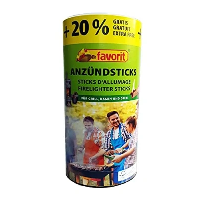 Abbildung von Favorit 1257 Anzündestiks Naturholz; Praktische Anzünder aus Echtholz und Wachs, besonders brennstark einfach zu verwenden; in praktischer Vorratsbox, 100 Stück + 20% gratis