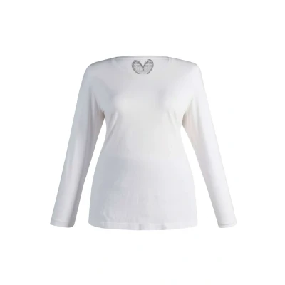 Abbildung von Ulla Popken COL ROND Langarmshirt, Damen, Größe: 46/48, Schneeweiß