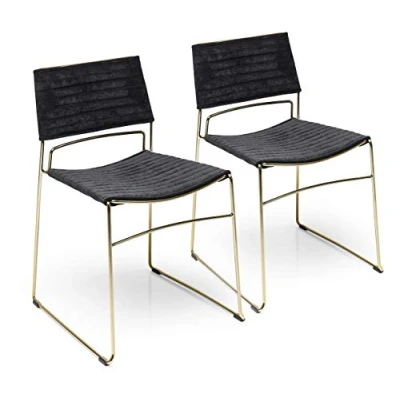 Abbildung von Kare Design Stuhl Hugo Schwarz Gold (2/Set) (H/B/T) 75,5 48 45,3