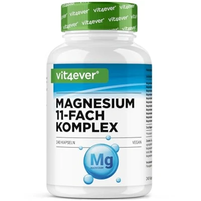 Abbildung von Magnesium Komplex 240 Kapseln Aus 11 hochwertigen Verbindungen 408 mg elementares pro Tagesdosis Hochdosiert Vegan