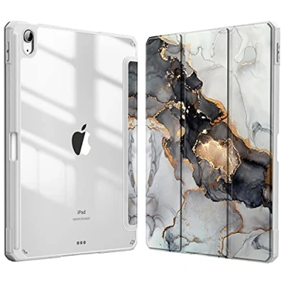 Abbildung von Fintie Hybrid Slim Case für iPad Air 5th Generation (2022) / 4th (2020) 10.9 Zoll [Eingebauter Stifthalter] Stoßfeste Abdeckung mit klarer, transparenter Rückschale, Wolkiger
