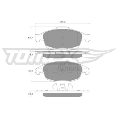Abbildung von TOMEX brakes TX 14 84 Bremsbelagsatz Vorderachse CITROËN: C4 Picasso 1, Berlingo II, II Schrägheck, PEUGEOT: 5008 I, Partner Tepee
