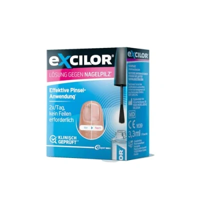 Abbildung von Excilor Lösung gegen Nagelpilz, zur Behandlung von Nagelpilz an Händen und Füßen, mit Essigsäure 3.3 ml