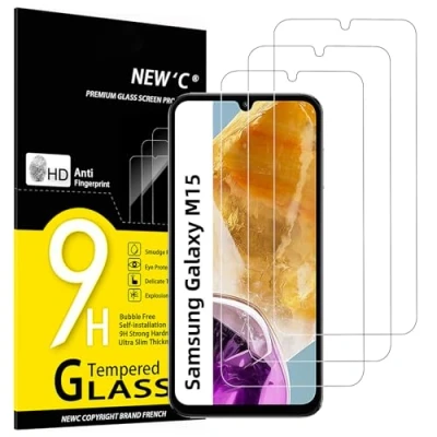 Abbildung von NEW&#039;C 3 Stück, Panzer Schutz Glas für Samsung Galaxy M15 5G, Frei von Kratzern, 9H Härte, HD Displayschutzfolie, 0.33mm Ultra klar, Ultrabeständig