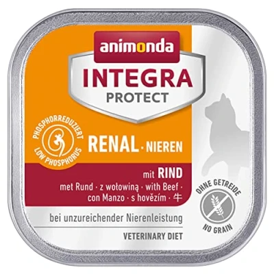 Abbildung von animonda INTEGRA PROTECT Katzenfutter nass Renal (Nieren) Rind (16 x 100g), vom Tierarzt empfohlen bei Niereninsuffizienz, mit Veterinären entwickeltes Diätalleinfutter für erwachsene Katzen