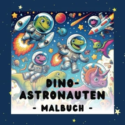 Abbildung von Dino Astronauten: Malbuch für Kinder ab 4. 100 Malbilder voller Dinosaurier Abenteuer im Weltraum.
