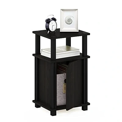 Abbildung von Furinno Just 3 stufiger Beistelltisch mit Tür, Espresso/Schwarz