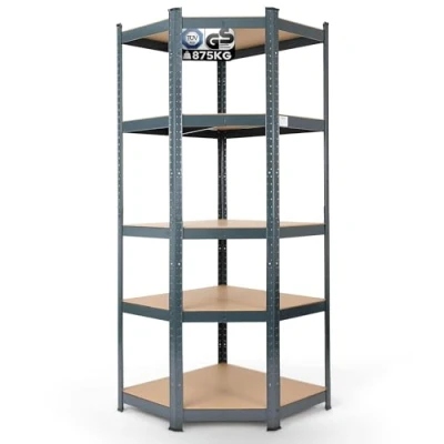 Abbildung von Arebos Eckregal Schwerlastregal Steckregal 875kg Einfache Montage durch Stecksystem 180 x 70 cm 5 Böden aus MDF bis zu 175 kg pro Regalboden Schwarz