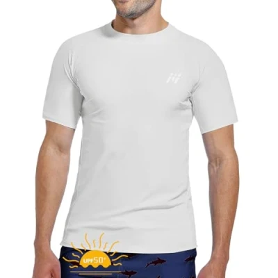 Abbildung von MEETWEE Herren Rash Guard Vest Männer Langarm/Kurzarm UV Schutz T Shirt Tops UPF 50+ Schnelltrocknend für Schwimmen Surfen Wassersport