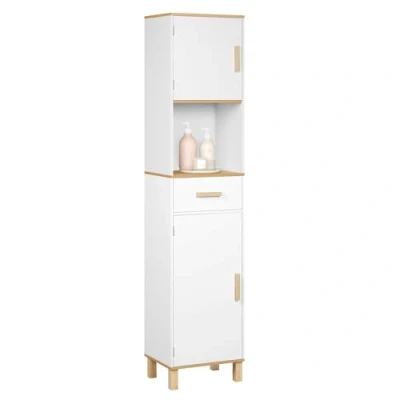 Abbildung von EUGAD Hochschrank (1 St) mit 5 Fächern 1 Schublade, weiß, 40x180x30 cm