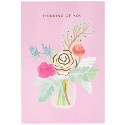 Abbildung von Hallmark Karte &quot;Thinking of You&quot; Floral Good Mail Design, rosa Blumenglas