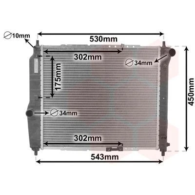 Abbildung von VAN WEZEL 81002066 Kühler, Motorkühlung Aluminium 480 413 16 Kühlrippen gelötet CHEVROLET: Aveo / Kalos Limousine, Schrägheck