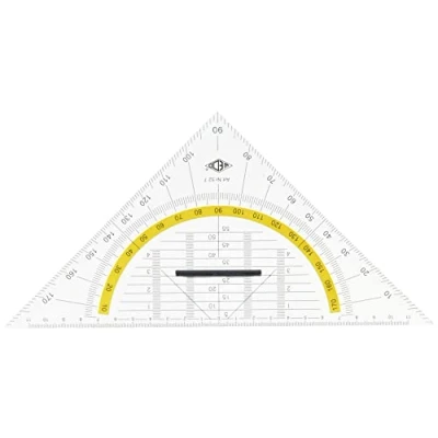 Abbildung von Wedo 527 Geometrie Dreieck aus Kunststoff Hypotenuse mit abnehmbarem Griff, 25 cm, transparent