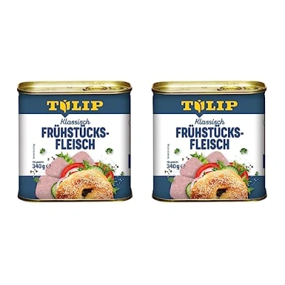 Abbildung von TULIP 2x Schweine Frühstücksfleisch 340g leckeres Schweinefleisch in der praktischen recycelbaren Konserve Dose 86%