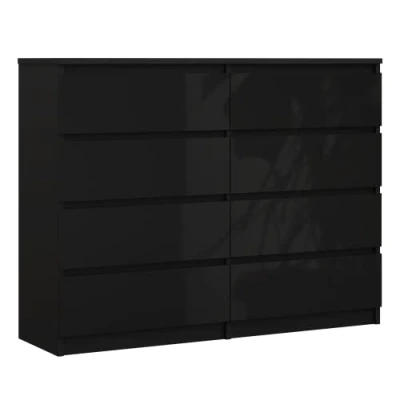 Abbildung von 3E 3xE living.com Kommode mit 8 Schubladen 120 cm, Farbe: Schwarz Matt/Schwarz Glanz, H: 102 B: T: 39 cm
