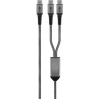 Abbildung von goobay USB C Ladekabel 1,5m Schnellladekabel Mit Y Verzweigung, 60W Power Delivery, Für Laptop, Tablet, Smartphone Schwarz/Grau, Flexibel Alltag &amp; Reisen, 75739