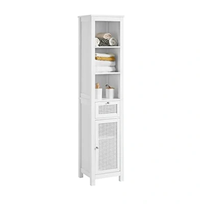 Abbildung von SoBuy Hochschrank BZR36 mit Gitteroptik Badregal 3 offenem Fächern, 1 Schublade und Tür