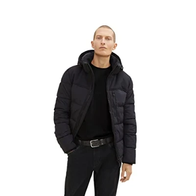 Abbildung von TOM TAILOR Herren Puffer Jacke mit Kapuze 1033545, 29999 Black, XXL
