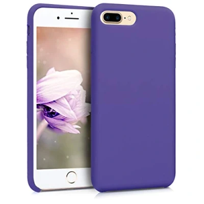 Abbildung von kwmobile Hülle kompatibel mit Apple iPhone 7 Plus/iPhone 8 Plus Silikon Handy Case Handyhülle weiche Oberfläche kabelloses Laden Iris Blau
