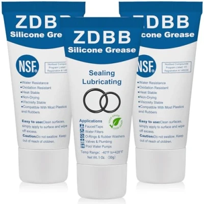 Abbildung von ZDBB Silikonfett für O Ringe Gummidichtung Kunststoff klar wasserdicht Lebensmittelqualität Klempner Fett Schmiermittel Ventil Dichtmittel Wasserhahn Ringe, 1 oz 3 Pack