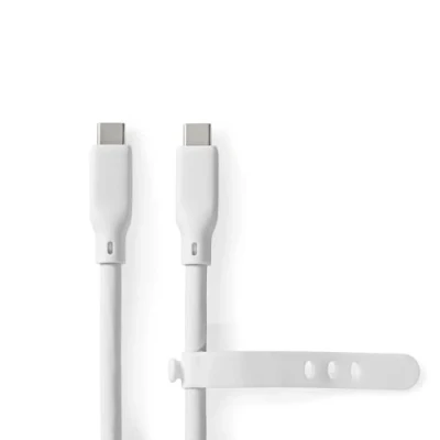 Abbildung von NEDIS USB Kabel 3.2 Gen 2 C™ Stecker 240 W 8K@30Hz 20 Gbps Vernickelt 1.00 m Rund Silikon Weiss Box