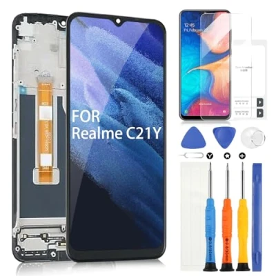 Abbildung von ARSSLY LCD Bildschirm für Oppo Realme C21Y RMX3261 RMX3263, Display, Digitizer Glas, Touchscreen, Ersatzbaugruppe mit Werkzeug (schwarz Rahmen, 6,5 Zoll)