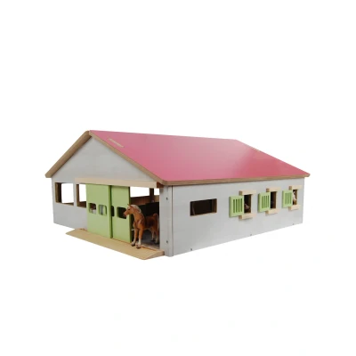Abbildung von Kids Globe Pferdestall mit 3 Boxen und Reitplatz 1:32
