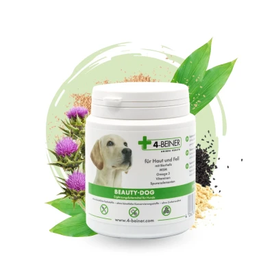 Abbildung von 4 BEINER Beauty Dog, Multi Vitamine für Hunde mit MSM, Omega 3, Vitamin B Komplex, C, Biotin, Bierhefe, Mariendistel, Schwarzkümmelöl, Zink, Jod, Selen