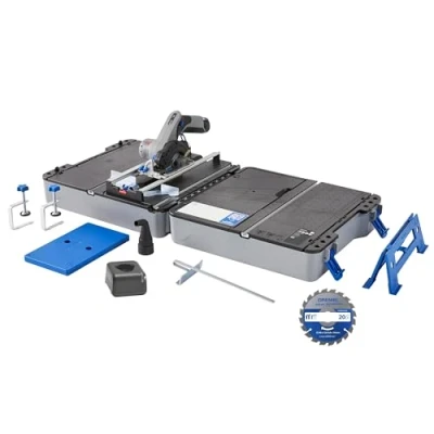 Abbildung von DREMEL Gehrungssäge Mobile Sägestation 12V mit Sägetisch Koffer und Läser CS